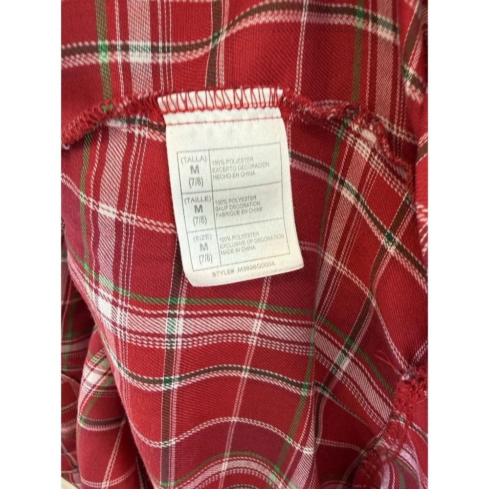 Disney Store Exclusive Plaid Flannel Christmas Minnie Mouse Sleepwear M 7/8